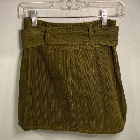 Rewash Army Green Corduroy Skirt with Tie Belt, Size 3 (26 waist) - Picture 2 of 3
